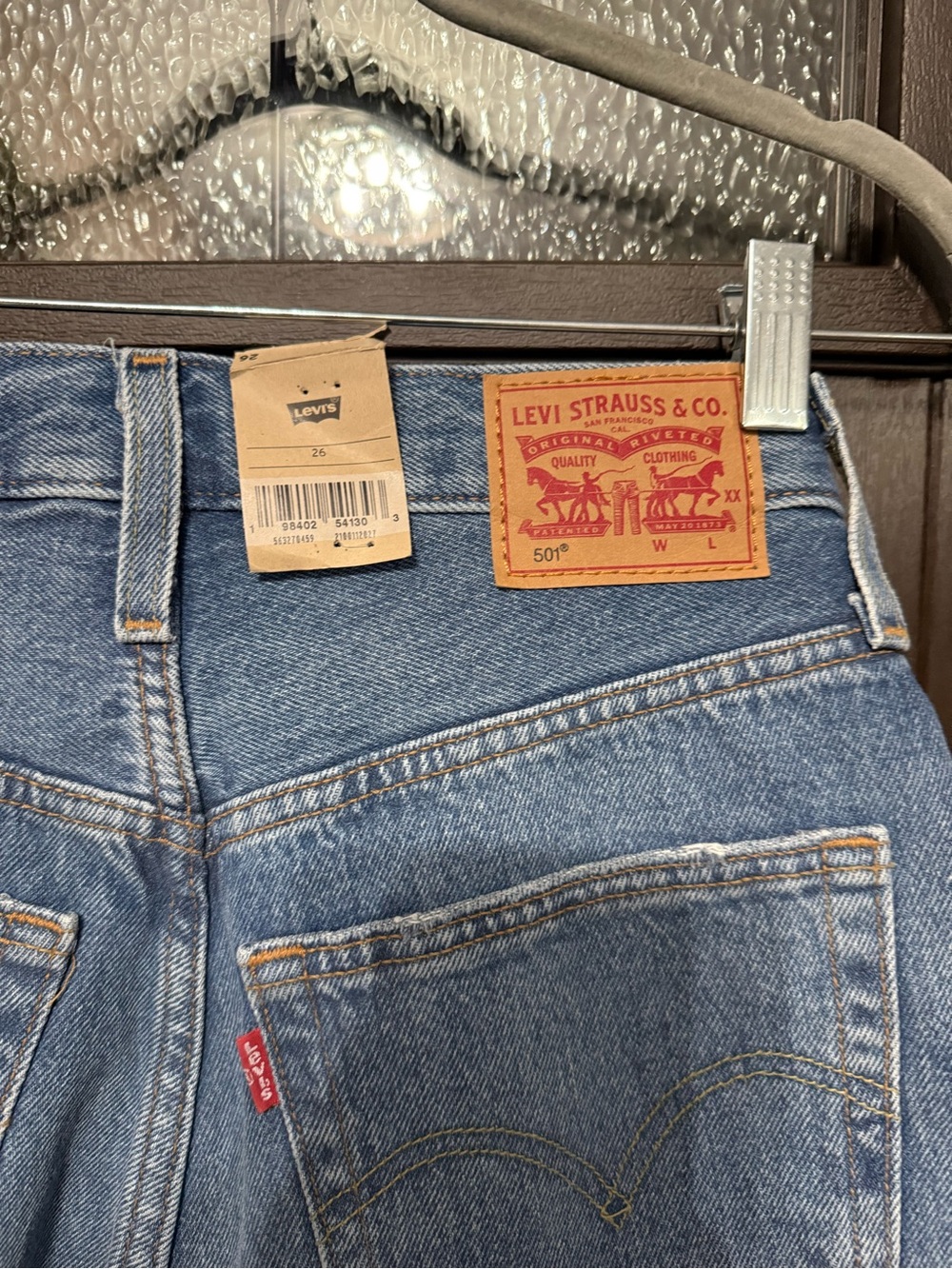 Levi's Light Blue Distressed High-Rise Jean Shorts - Picture 3 of 4